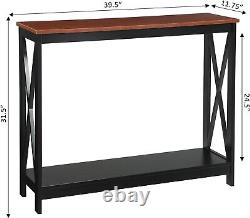 Table Rectangle en bois avec étagère, couleur cerisier/noir Table moderne NEW US