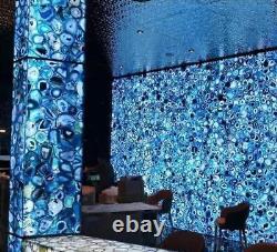 Table à manger / comptoir de bar en agate bleue faite à la main, 52 x 30, Décoration d'intérieur