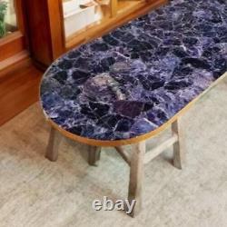 Table à manger ovale en pierre d'améthyste 24x36, table centrale de canapé, table de bar déco maison