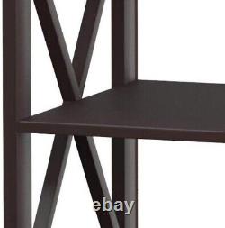 Table avec étagères, couleur Espresso carrée, table en bois fabriquée en MDF nouvel