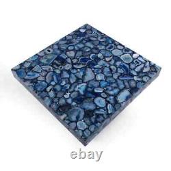 Table basse Blue Agate Top Center pour votre maison, bar et comptoir de cuisine Plateau en blocs