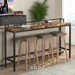 Table console brune étroite et longue, cadre métallique industriel, table de bar pour la maison