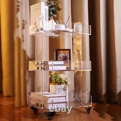 Table d'appoint en acrylique transparent à trois niveaux avec chariot de rangement pour la maison/bar