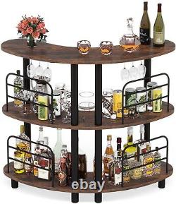Table de bar 47 avec porte-verres et 4 garde-corps avant pour la maison/la cuisine/le bar/le pub