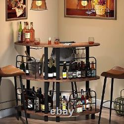 Table de bar 47 avec porte-verres et 4 garde-corps avant pour la maison/la cuisine/le bar/le pub