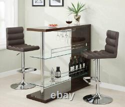 Table de bar Coaster Home Furnishings avec deux étagères en verre en cappuccino brillant