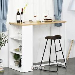 Table de bar HOMCOM avec étagère de rangement à 3 niveaux pour cuisine ou bureau, solide et durable