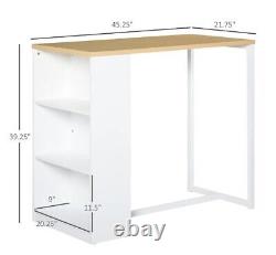 Table de bar HOMCOM avec étagère de rangement à 3 niveaux pour cuisine ou bureau, solide et durable