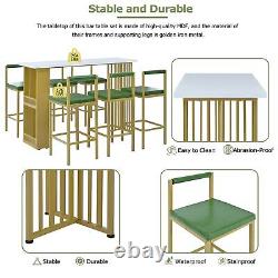 Table de bar à hauteur de comptoir multifonctionnelle avec 7 pièces, étagères ouvertes et 6 tabourets