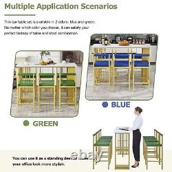 Table de bar à hauteur de comptoir multifonctionnelle avec 7 pièces, étagères ouvertes et 6 tabourets