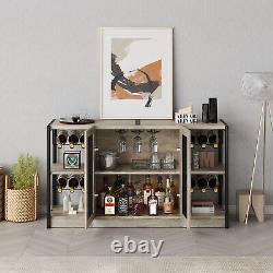 Table de bar à vin et cabinet à liqueur moderne pour la maison industrielle avec étagères de rangement à 2 niveaux
