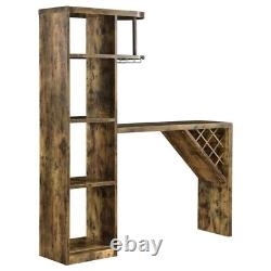 Table de bar en bois de ferme avec étagère de rangement à 5 tablettes en muscade