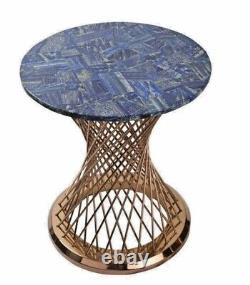 Table de bar en pierre de lapis lazuli de 15x15 avec incrustation de mosaïque, art de la pierre pour la décoration intérieure de la maison