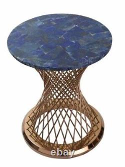 Table de bar en pierre de lapis lazuli de 15x15 avec incrustation de mosaïque, art de la pierre pour la décoration intérieure de la maison