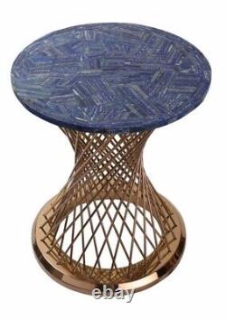 Table de bar en pierre de lapis lazuli de 15x15 avec incrustation de mosaïque, art de la pierre pour la décoration intérieure de la maison