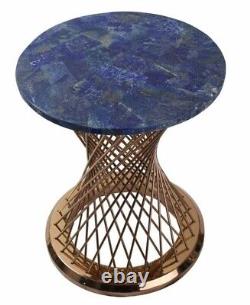 Table de bar en pierre de lapis lazuli de 15x15 avec incrustation de mosaïque, art de la pierre pour la décoration intérieure de la maison