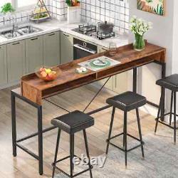 Table de canapé industrielle étroite à deux niveaux avec étagère de rangement Brown 70.9