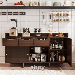 Table de cuisine multifonctionnelle avec armoire de bar à domicile et étagères de rangement, bureau autoportant.