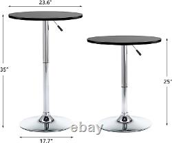 Table de pub ronde, Table de bar réglable en hauteur de 25 à 35 pouces, Plateau de table pivotant à 360 degrés.