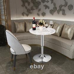 Table de pub ronde pivotante Costway 2PCS réglable avec dessus de table de bar en marbre artificiel blanc