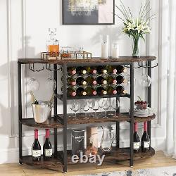 Table de rangement polyvalente pour bouteilles de vin avec support pour verres, armoire de bar autonome