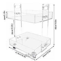 Table de service en acrylique à deux niveaux pour bar à domicile avec chariot de rangement mobile et 4 roues