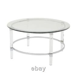 Tables basses de maison noble 35,5' Table basse ronde en verre et métal transparent