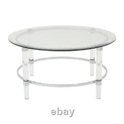 Tables basses de maison noble 35,5' Table basse ronde en verre et métal transparent