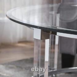 Tables basses de maison noble 35,5' Table basse ronde en verre et métal transparent