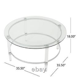 Tables basses de maison noble 35,5' Table basse ronde en verre et métal transparent