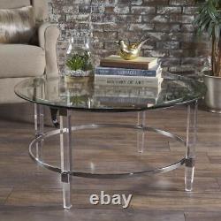 Tables basses de maison noble 35,5' Table basse ronde en verre et métal transparent