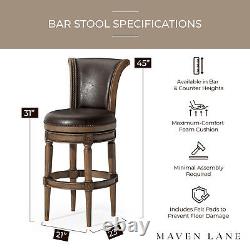 Tabouret de bar Maven Lane Pullman en finition noyer, selle de tireur d'élite, ensemble de 3