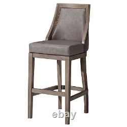 Tabouret de bar Vienna Maven Lane en chêne récupéré avec finition en cuir végan Ronan Stone