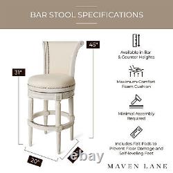 Tabouret de bar pivotant en bois Maven Lane Pullman, finition chêne blanc, lot de 3