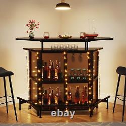 Tribesigns Cabinet de bar moderne noir avec support à verres