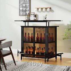 Tribesigns Cabinet de bar moderne noir avec support à verres