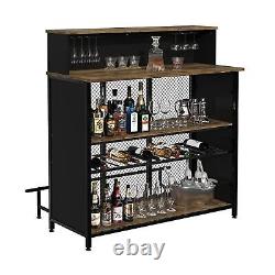 Unité de bar à domicile GDLF Mini Bar Table de bar à liqueur avec rangement et repose-pieds pour la maison