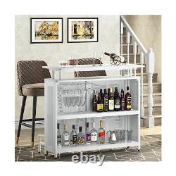 Unité de bar à domicile Tribesigns, table de bar à 3 niveaux avec porte-verres et casiers à vin