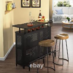Unité de bar à domicile Tribesigns, table de bar à trois niveaux avec porte-verres et casiers à vin