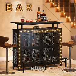 Unité de bar à domicile Tribesigns, table de bar à trois niveaux avec porte-verres et casiers à vin
