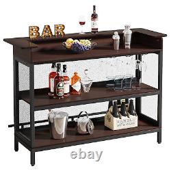 Unité de bar industrielle Tribesigns avec support pour verres et repose-pieds, table de bar en treillis.