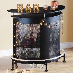 Unité de bar, table de bar à 4 niveaux avec rangement et support à verres, mini bar à alcools